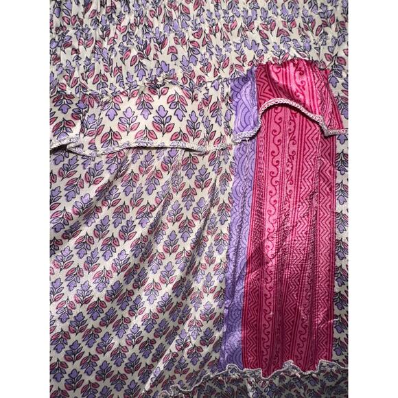 PERRY WALKER COLLECTIVE SILK BLEND INDIA BLOCK PRINT PATCHWORK BOHO MAXIDRESS 3 - Picture 8 of 11